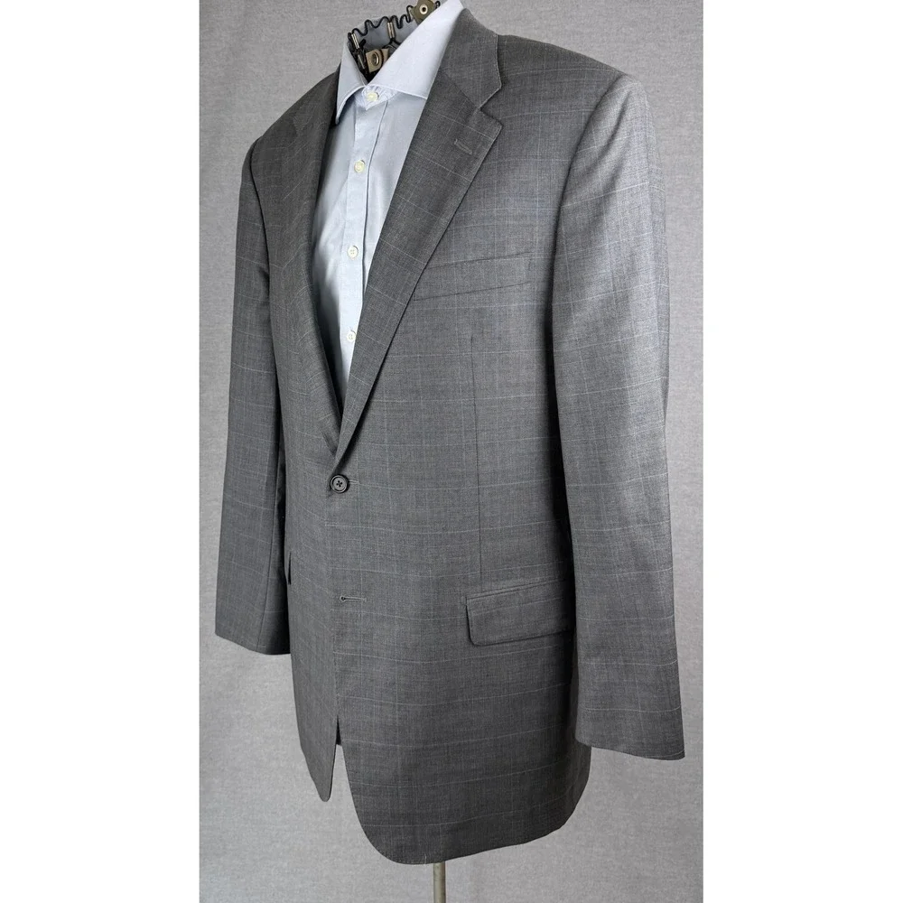Hickey‎ Freeman Nordstrom Mens Grey Glen Plaid Worsted Wool Suit 44 Long Madison